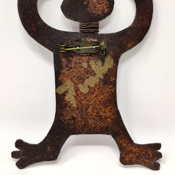 Bill Marcia Finks Signed Metal Brooch Pin Eclectic Tribal Statement Wearable Art - Picture 3 of 15